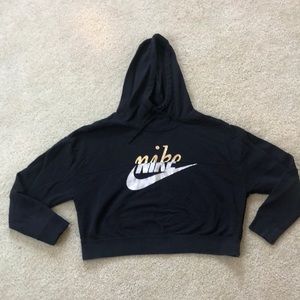 EUC Nike Cropped Hoodie, Medium. Black, gold, silver